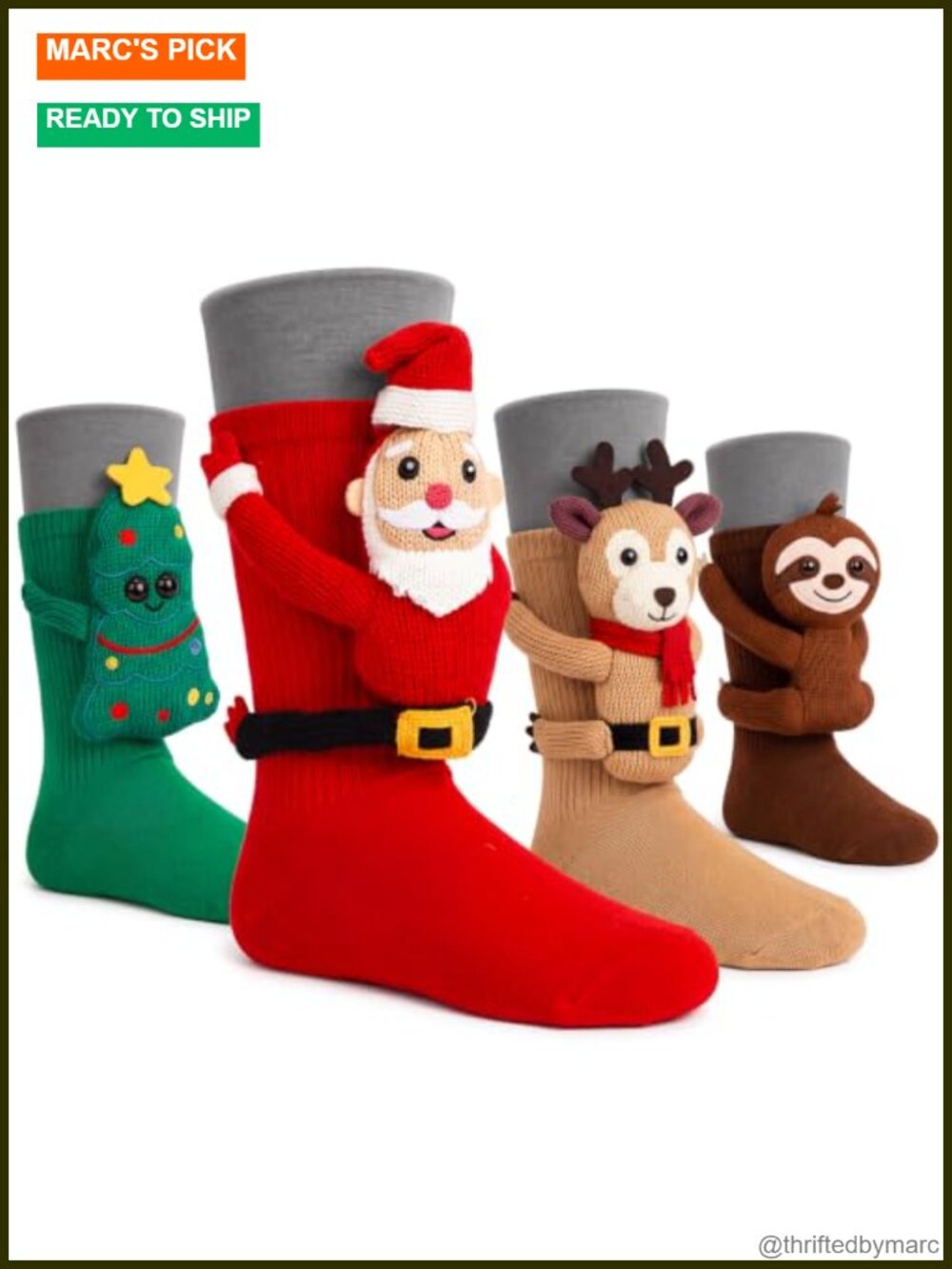 Women's 3D Knit Animal Socks Cotton Hand Crocheted Hug Animals Winter Gift Set